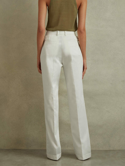 Reiss Affordable - Cotton Wide Leg Suit Trousers in White