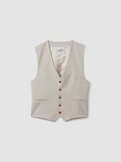 Reiss Affordable - Slim Fit Single Breasted Waistcoat in Stone