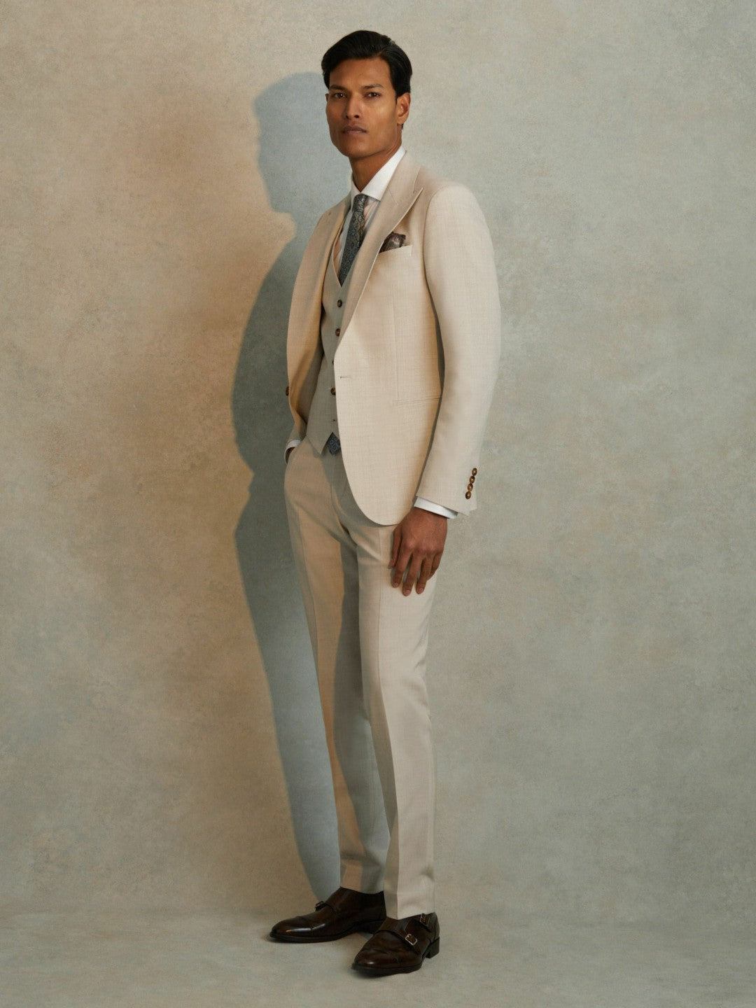Reiss Affordable - Slim Fit Single Breasted Waistcoat in Stone