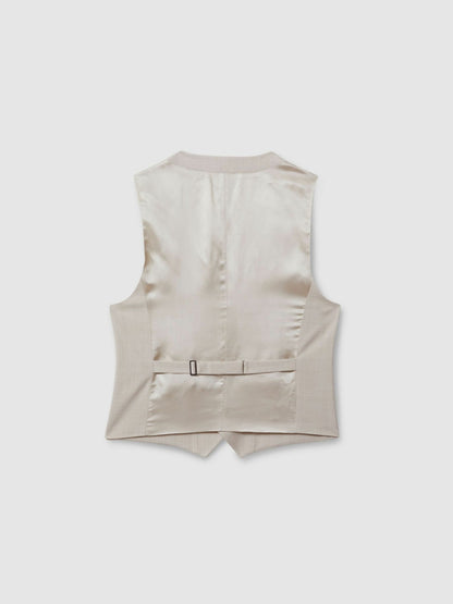Reiss Affordable - Slim Fit Single Breasted Waistcoat in Stone