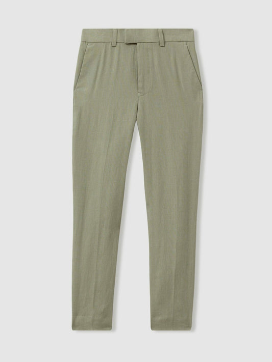 Reiss Affordable - 3-9 yrs Slim Fit Linen Adjustable Trousers in Apple