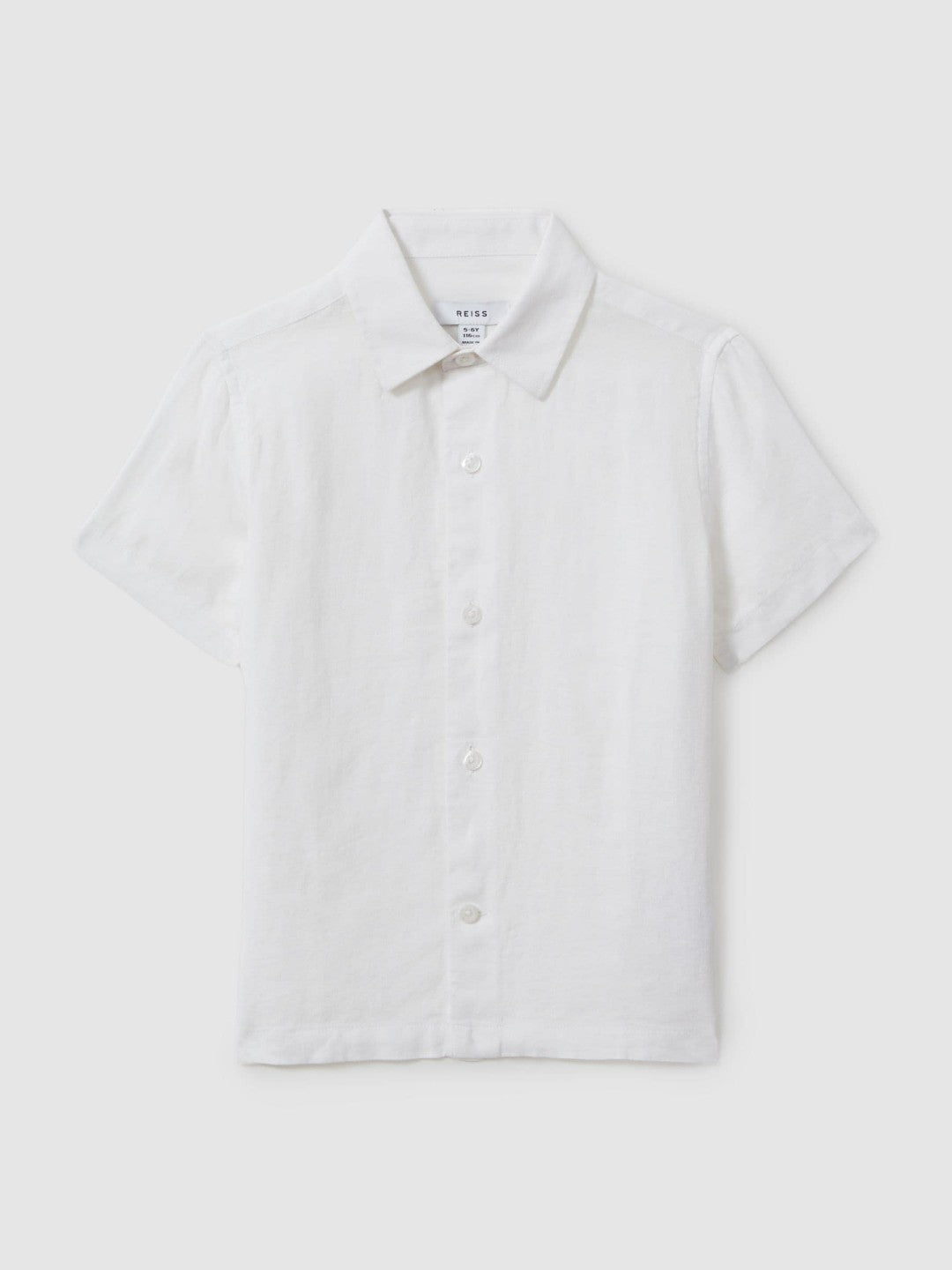 Reiss 9-13 yrs Short Sleeve Linen Shirt in White