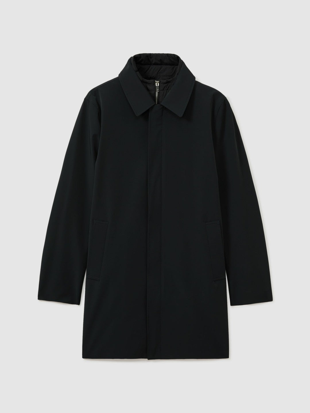 Reiss Offer - Hybrid Removable Funnel Neck Overcoat in Navy