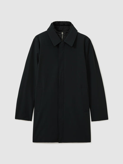 Reiss Offer - Hybrid Removable Funnel Neck Overcoat in Navy