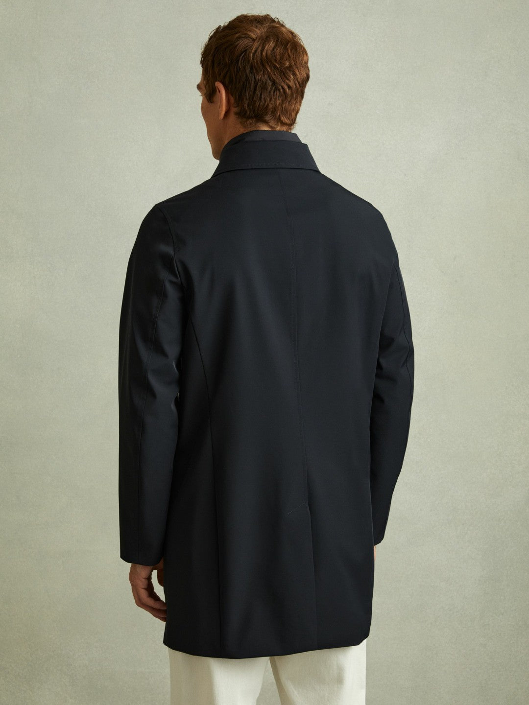 Reiss Offer - Hybrid Removable Funnel Neck Overcoat in Navy