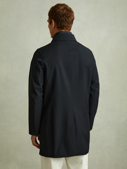 Reiss Offer - Hybrid Removable Funnel Neck Overcoat in Navy