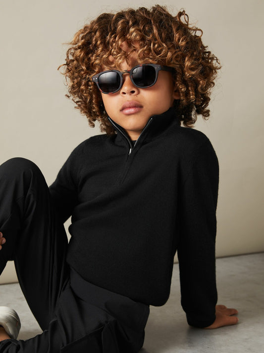 Reiss Savings - 9-13 yrs Merino Wool Half-Zip Funnel Neck Jumper in Black