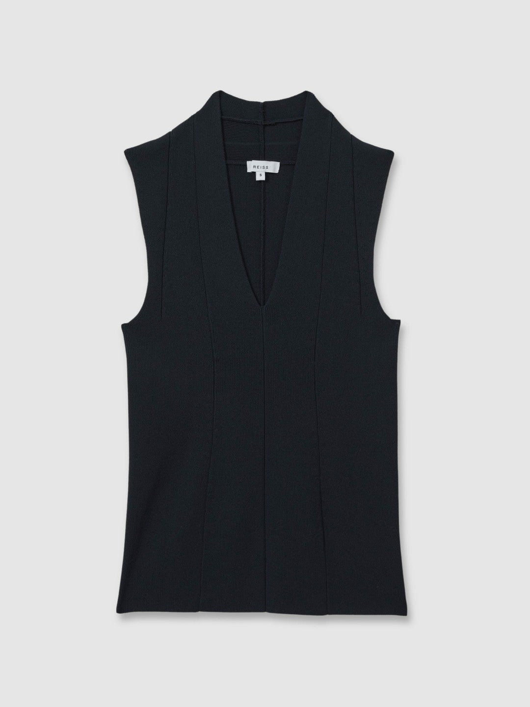 Reiss Knitted Sleeveless V-Neck Vest in Navy