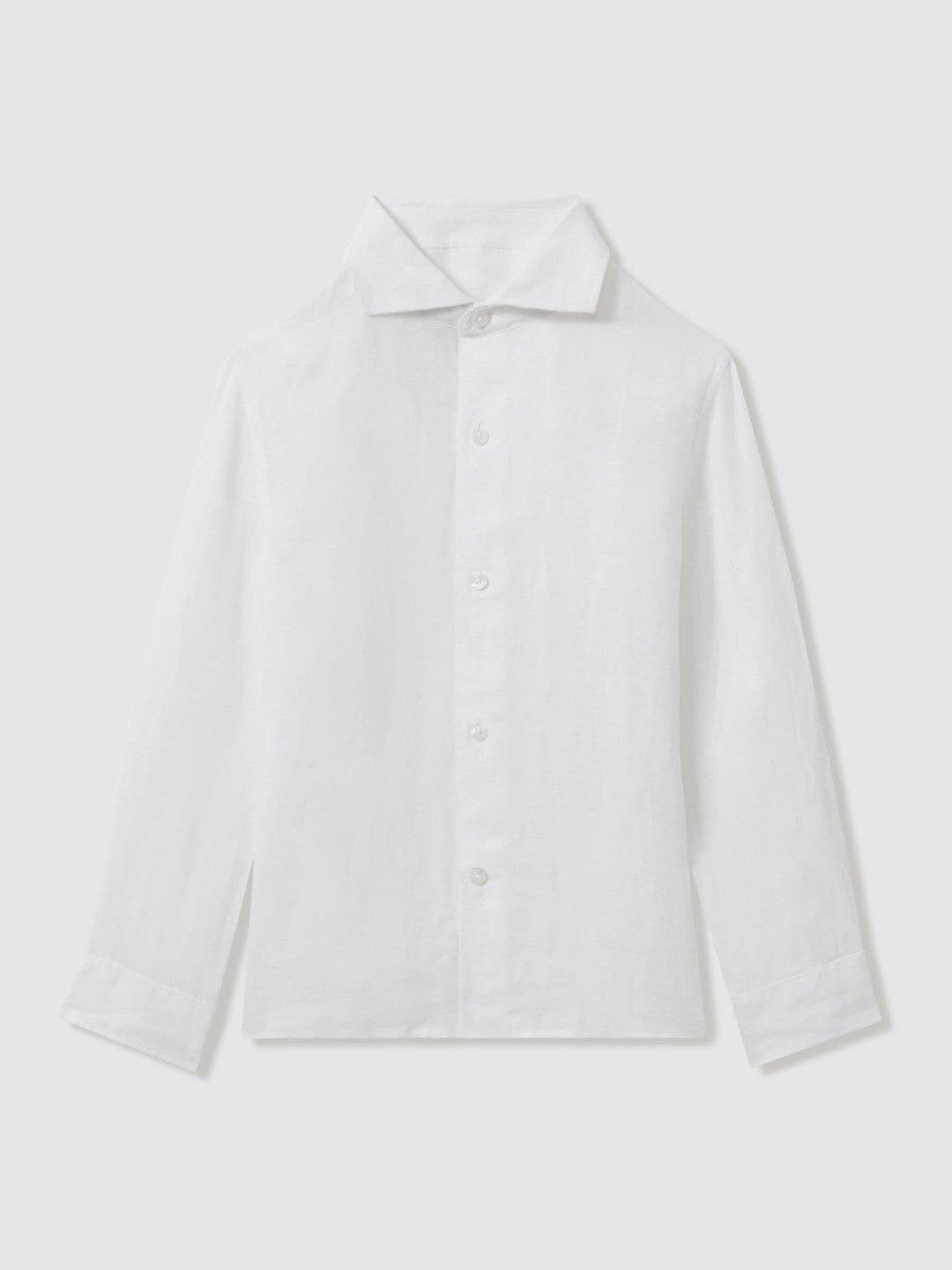 Reiss 3-9 yrs Linen Cutaway Collar Shirt in White