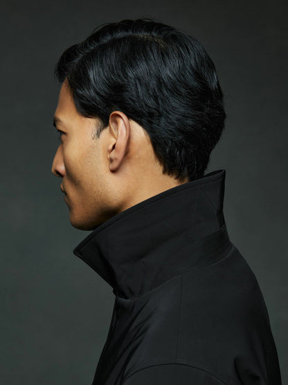 Reiss Deal - Hybrid Removable Funnel Neck Overcoat in Black