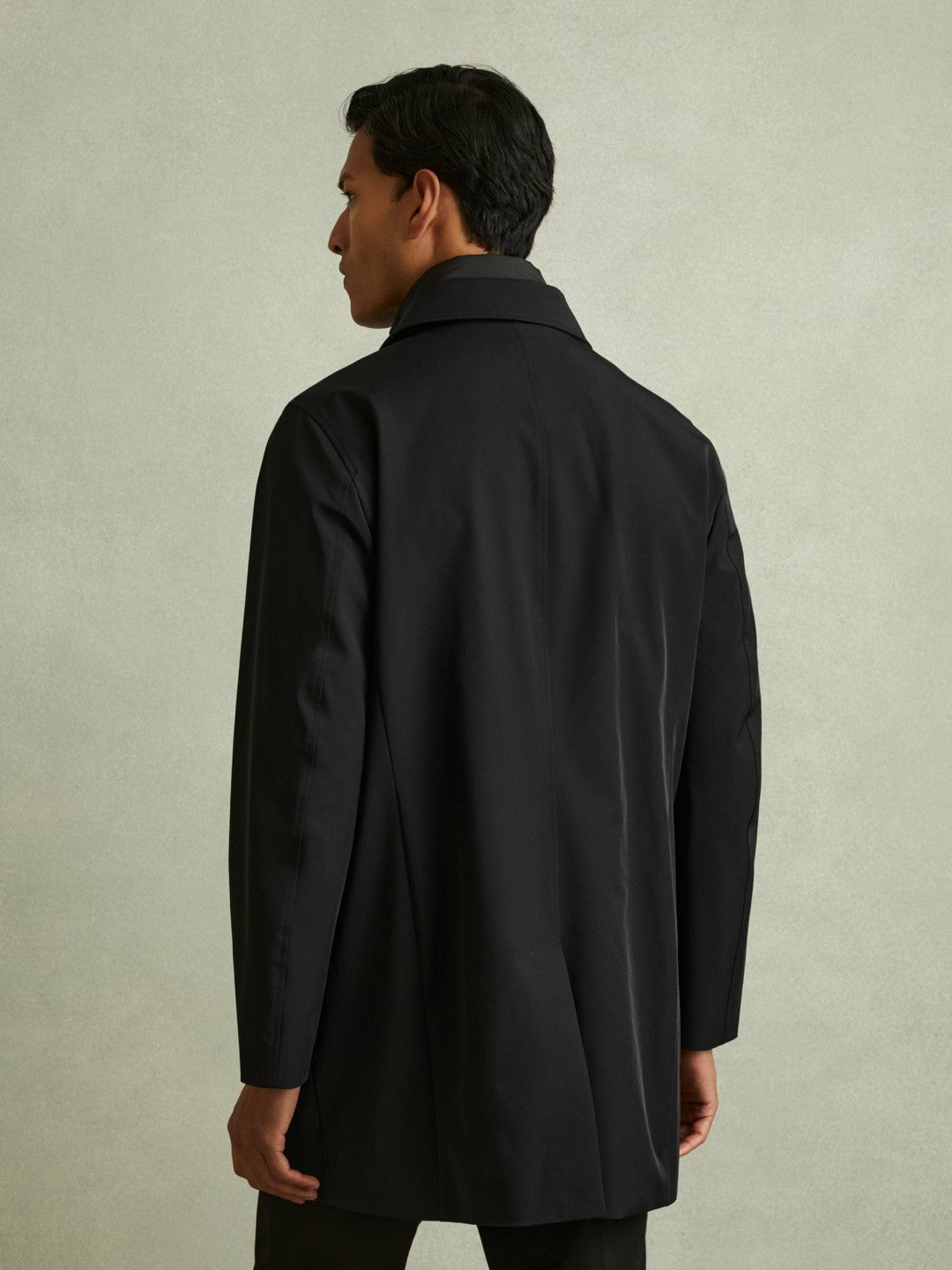 Reiss Deal - Hybrid Removable Funnel Neck Overcoat in Black