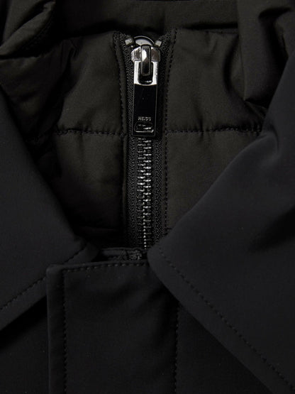Reiss Deal - Hybrid Removable Funnel Neck Overcoat in Black