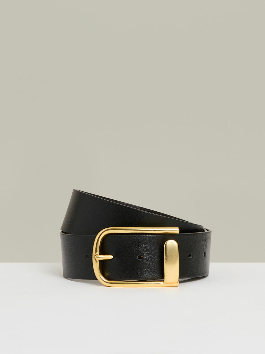Reiss Offer - Leather Half Keeper Belt in Black