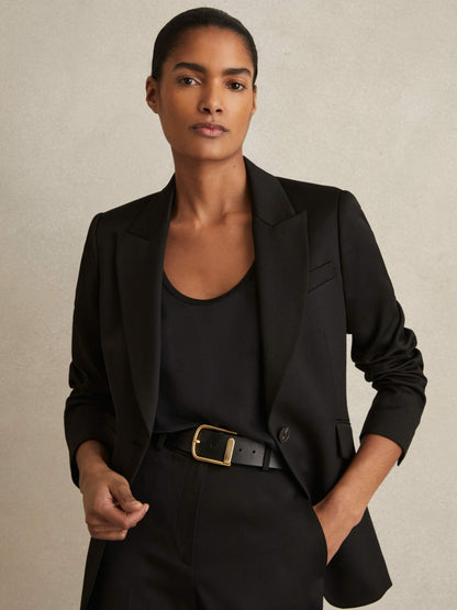 Reiss Offer - Leather Half Keeper Belt in Black