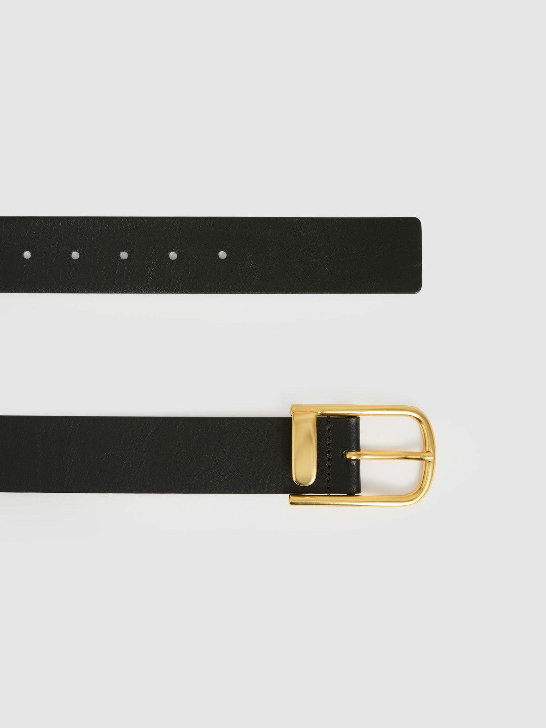 Reiss Offer - Leather Half Keeper Belt in Black