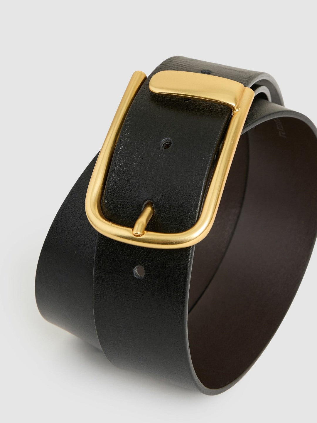Reiss Offer - Leather Half Keeper Belt in Black