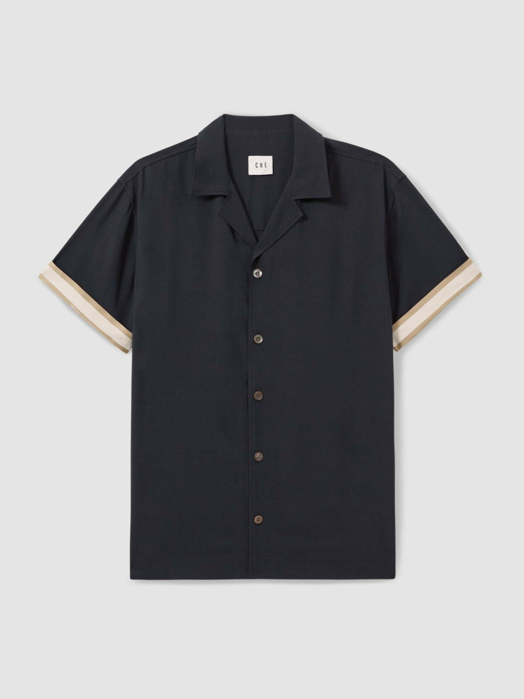 Reiss Popular Choice - | Ché Cuff Detail Cuban Collar Shirt in Navy