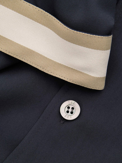 Reiss Popular Choice - | Ché Cuff Detail Cuban Collar Shirt in Navy