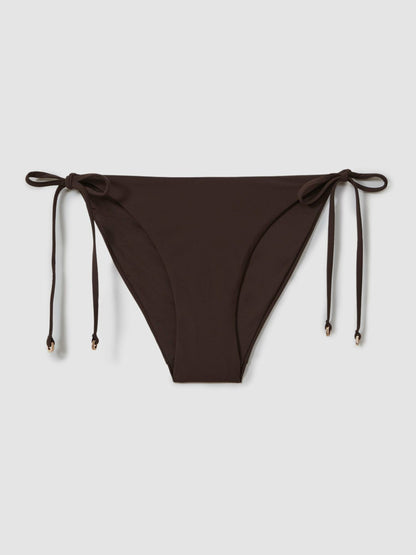 Reiss Sale - Side Tie Bikini Bottoms in Chocolate