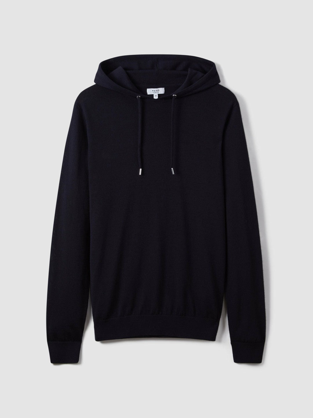 Reiss Best Seller - Merino Wool Drawstring Hoodie in Navy