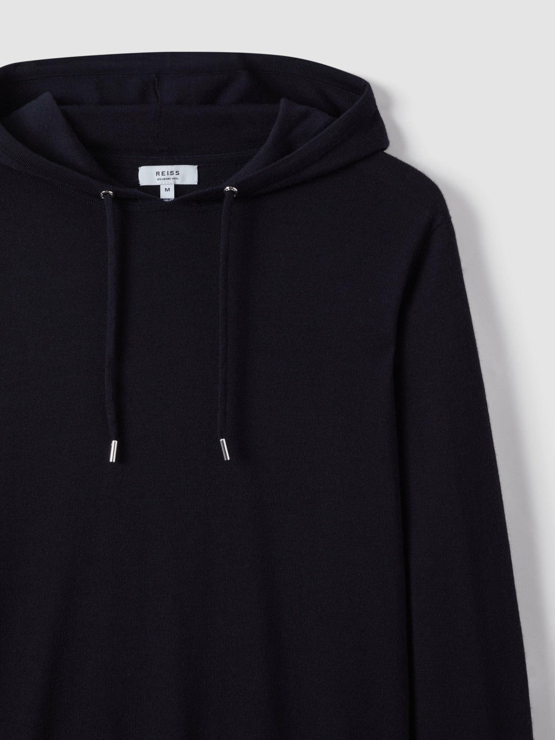 Reiss Best Seller - Merino Wool Drawstring Hoodie in Navy