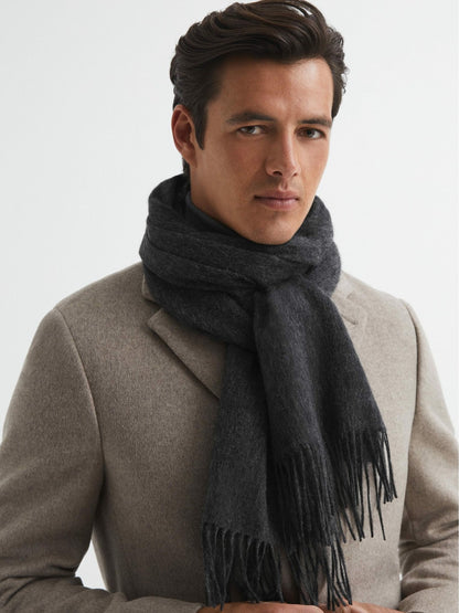 Reiss Affordable - Wool and Cashmere Scarf in Charcoal