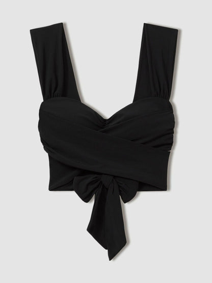 Reiss Wrap Design Bikini Top in Black