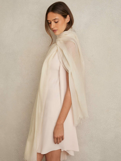 Reiss Popular Choice - Wool-Cashmere Lightweight Scarf in Off White