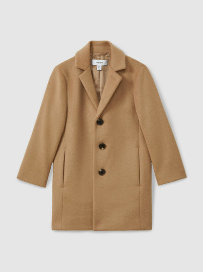 Reiss Value - 13-14 yrs Single Breasted Overcoat in Camel