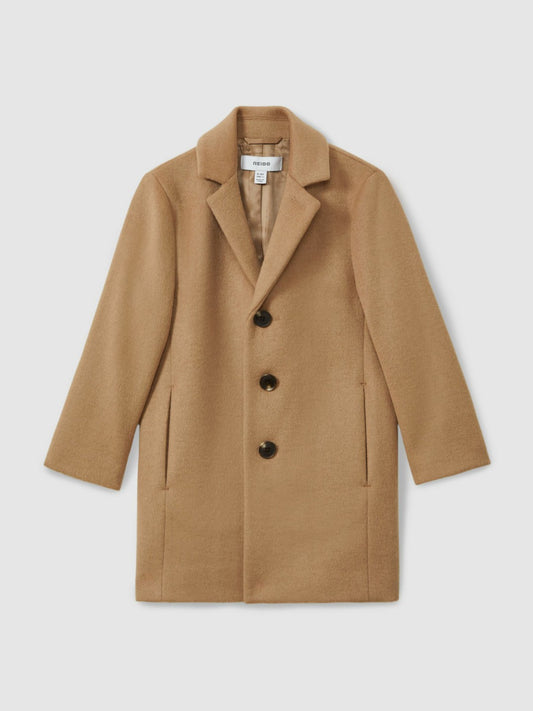 Reiss Value - 13-14 yrs Single Breasted Overcoat in Camel