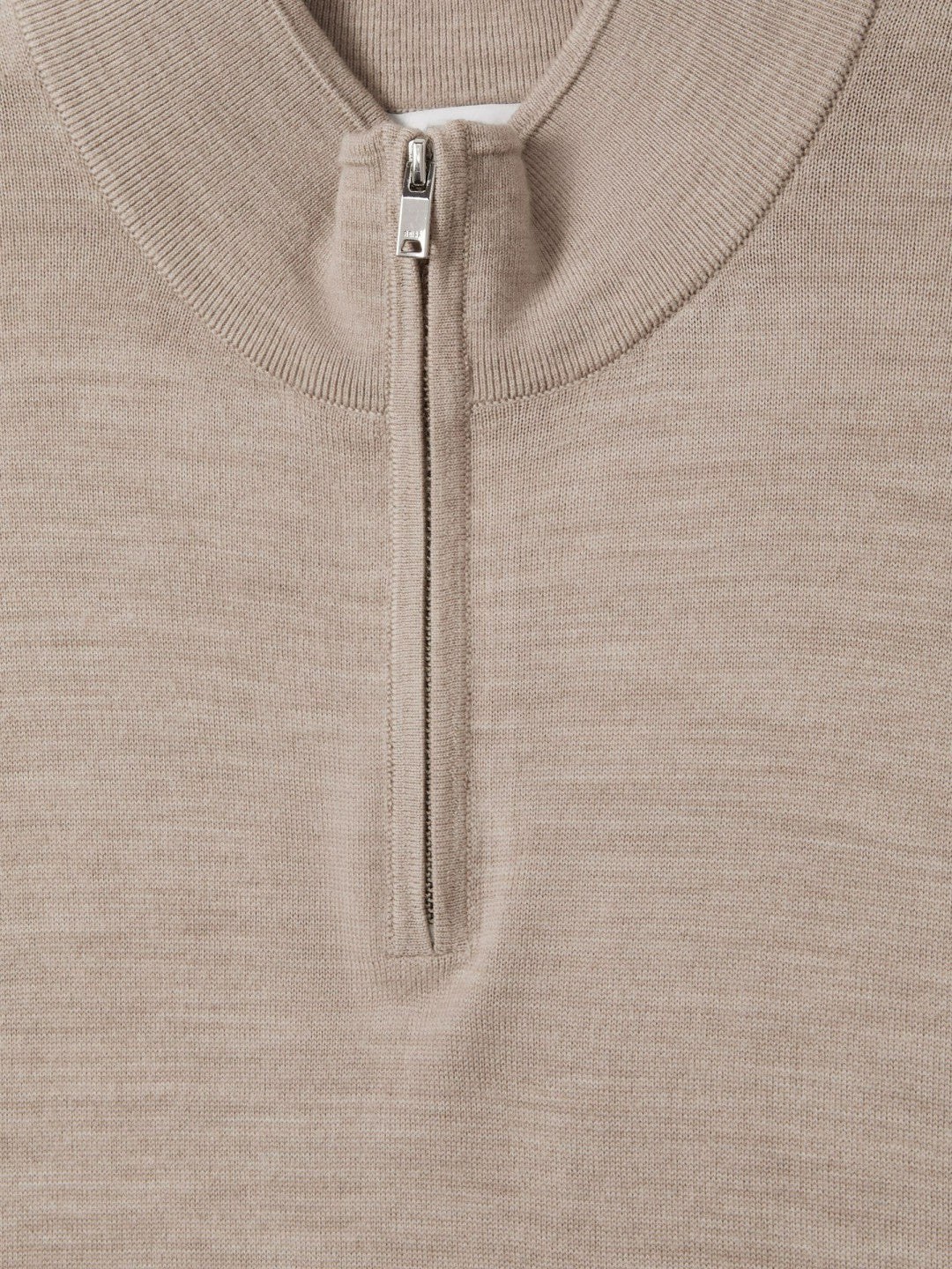 Reiss Popular Choice - Merino Wool Half-Zip Jumper in Wheat Melange