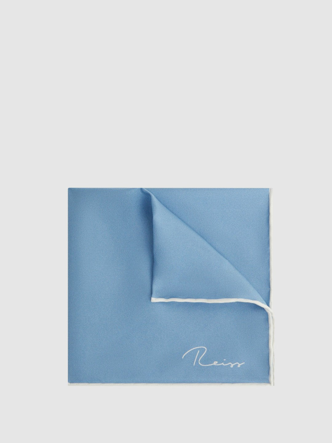 Reiss Savings - Plain Silk Pocket Square in Soft Blue