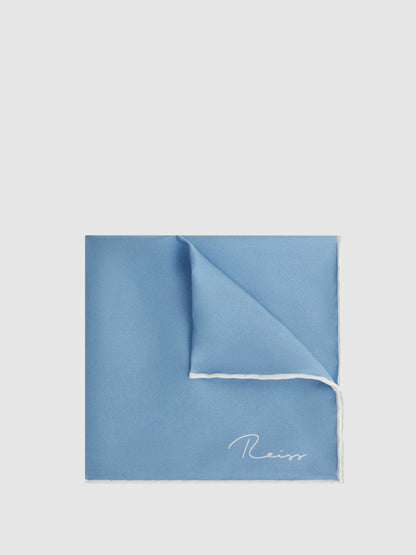 Reiss Savings - Plain Silk Pocket Square in Soft Blue