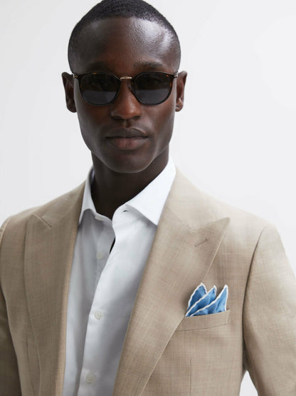 Reiss Savings - Plain Silk Pocket Square in Soft Blue