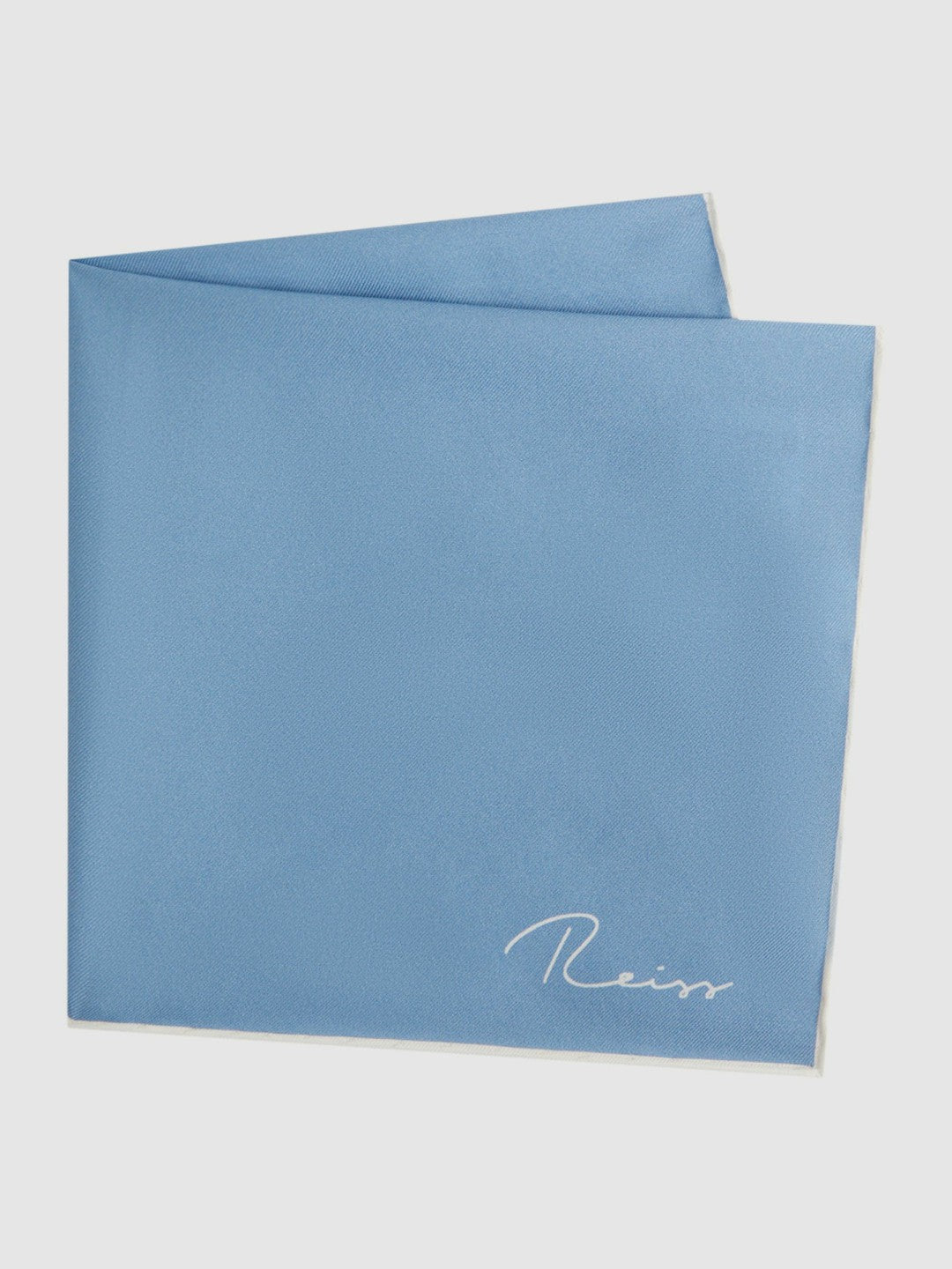 Reiss Savings - Plain Silk Pocket Square in Soft Blue