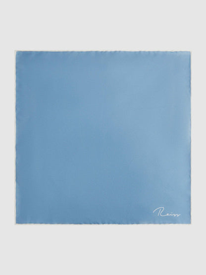 Reiss Savings - Plain Silk Pocket Square in Soft Blue