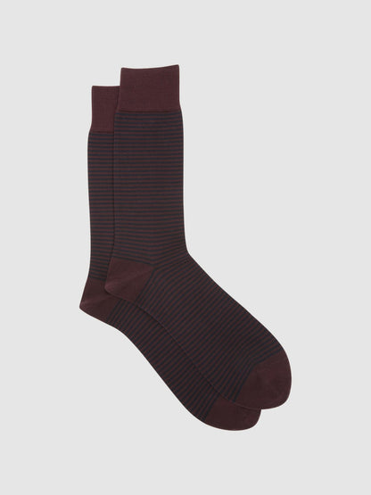 Reiss Sale - Striped Socks in Bordeaux