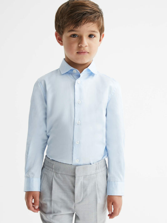 Reiss Affordable - 4-9 yrs Slim-Fit Cotton Shirt in Soft Blue