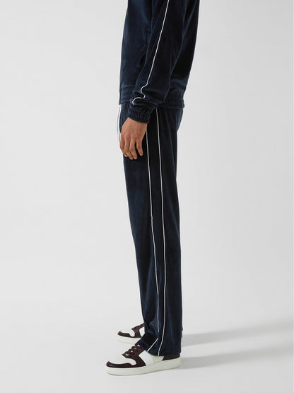 Reiss Best Seller - Velour Jogger With Piping in Navy