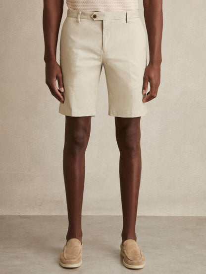 Reiss Offer - Cotton Chino Shorts With Stretch in Stone