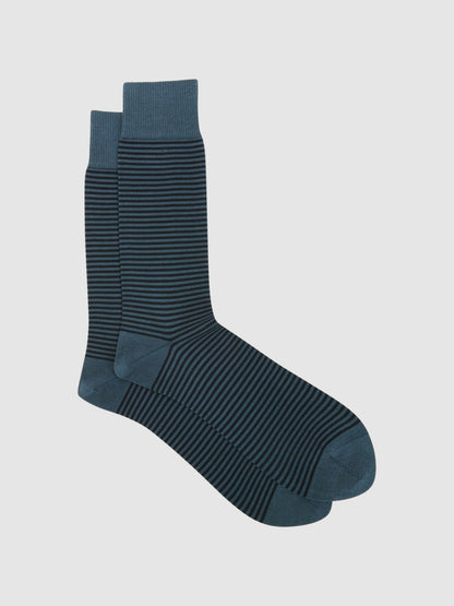 Reiss Offer - Striped Socks in Airforce Blue/ Navy