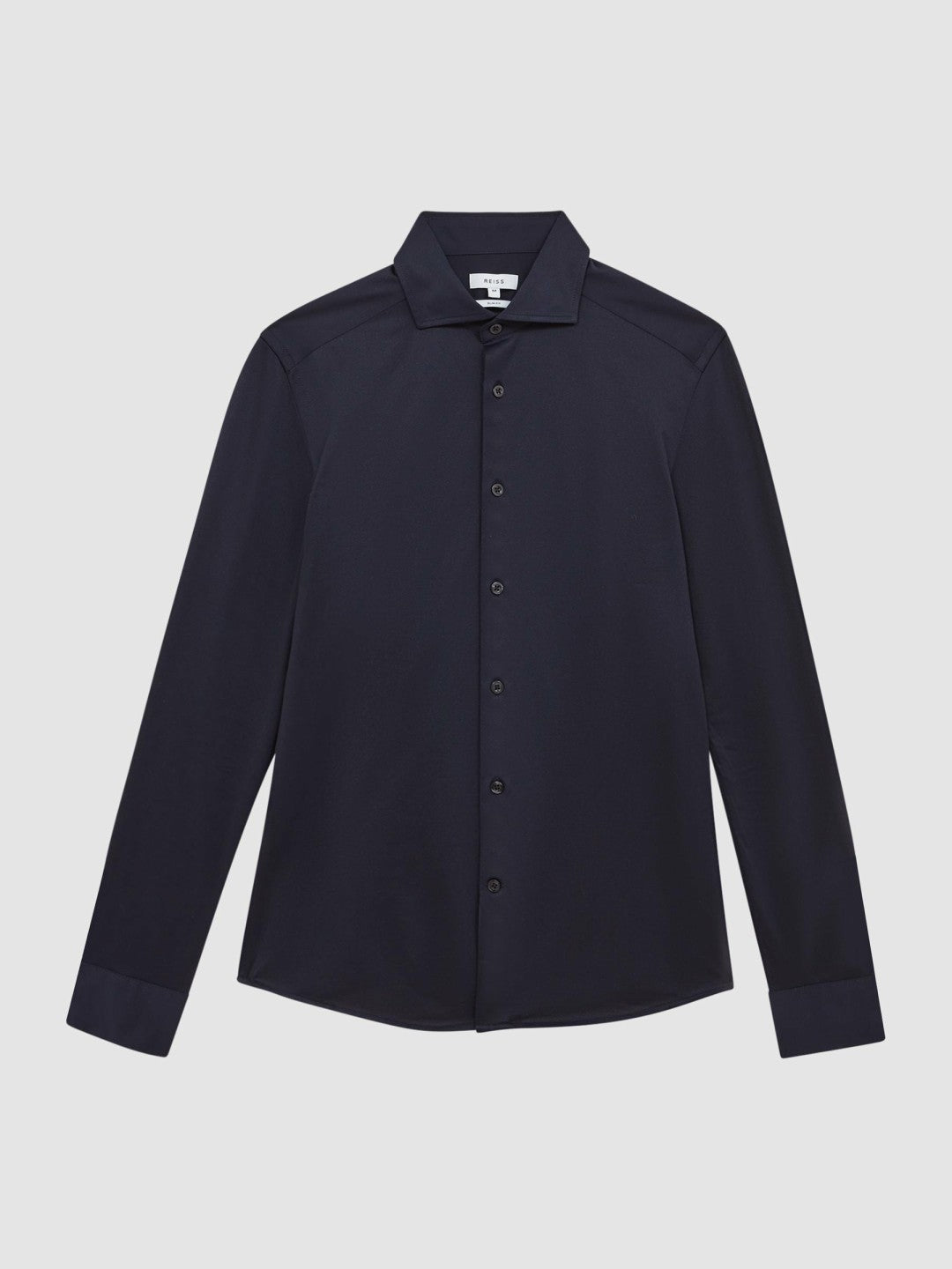 Reiss Deal - Cotton-Blend Jersey Cutaway-Collar Shirt in Navy