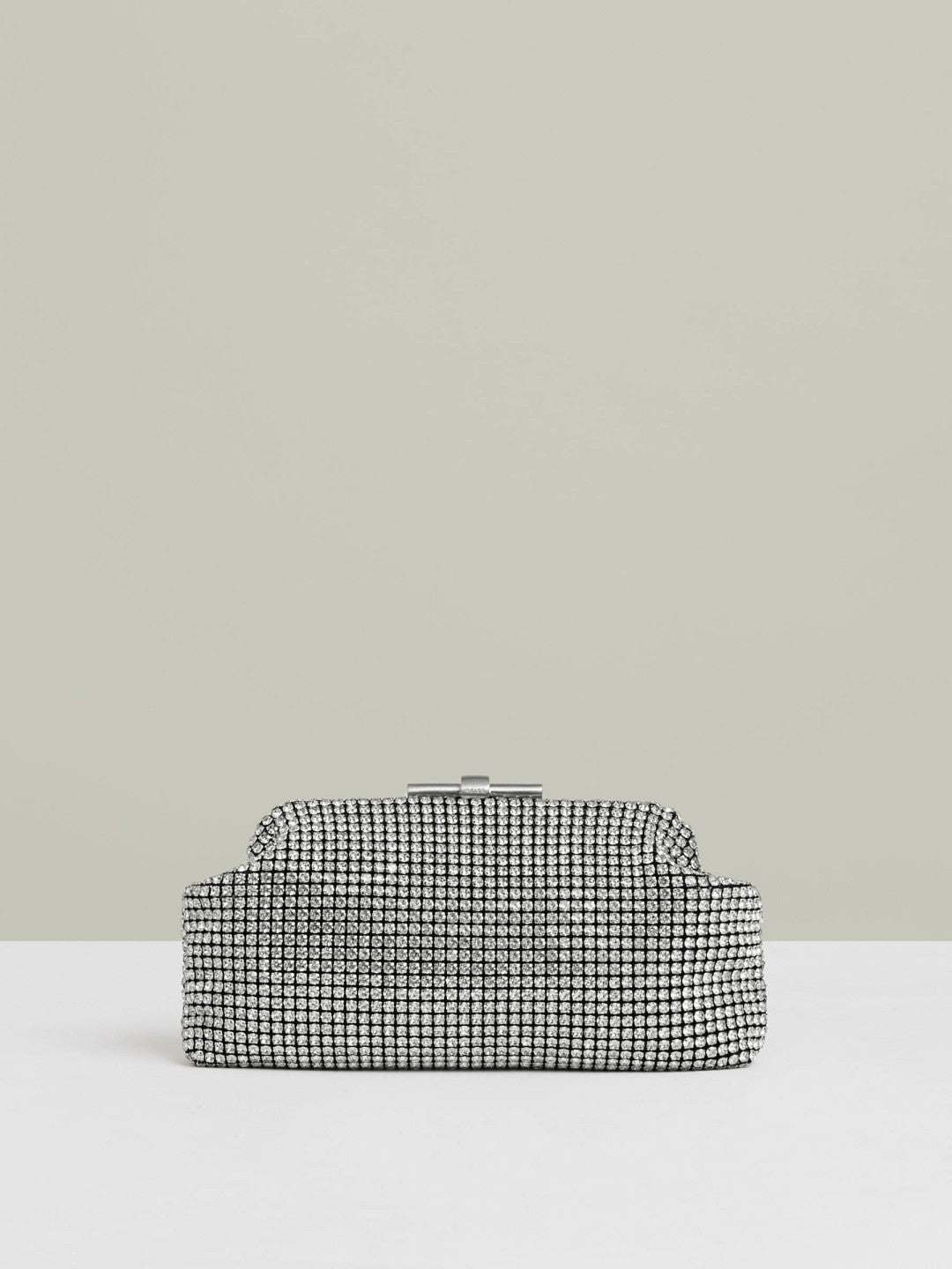 Reiss Popular Choice - Embellished Clutch Bag in Silver