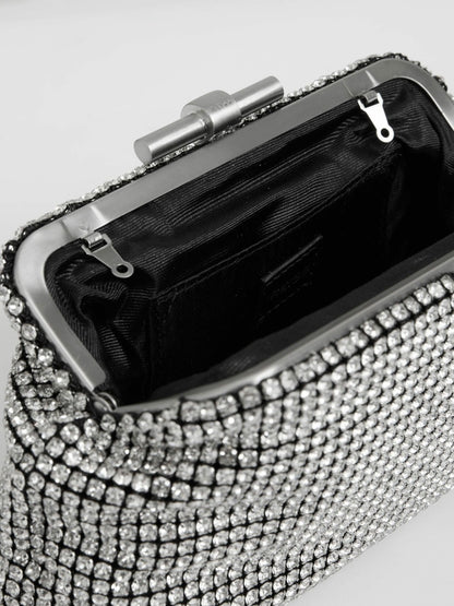 Reiss Popular Choice - Embellished Clutch Bag in Silver