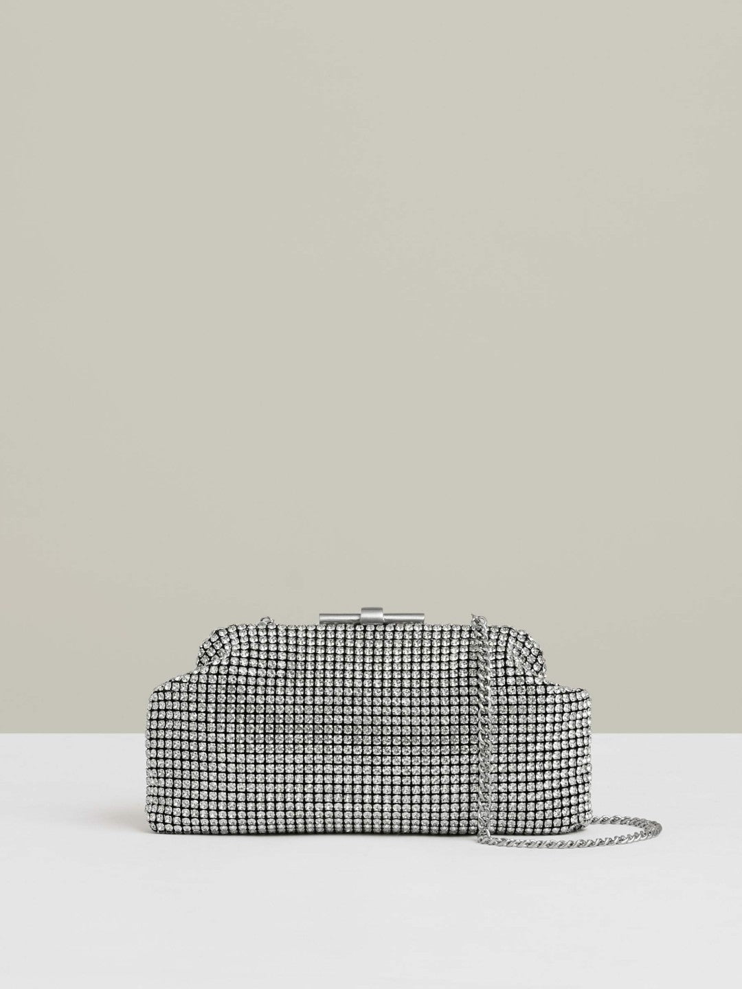Reiss Popular Choice - Embellished Clutch Bag in Silver