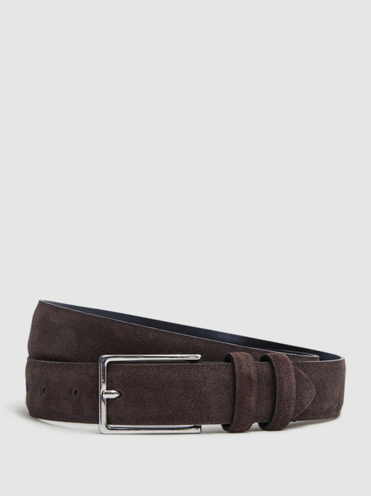 Reiss Popular Choice - Suede Belt in Chocolate