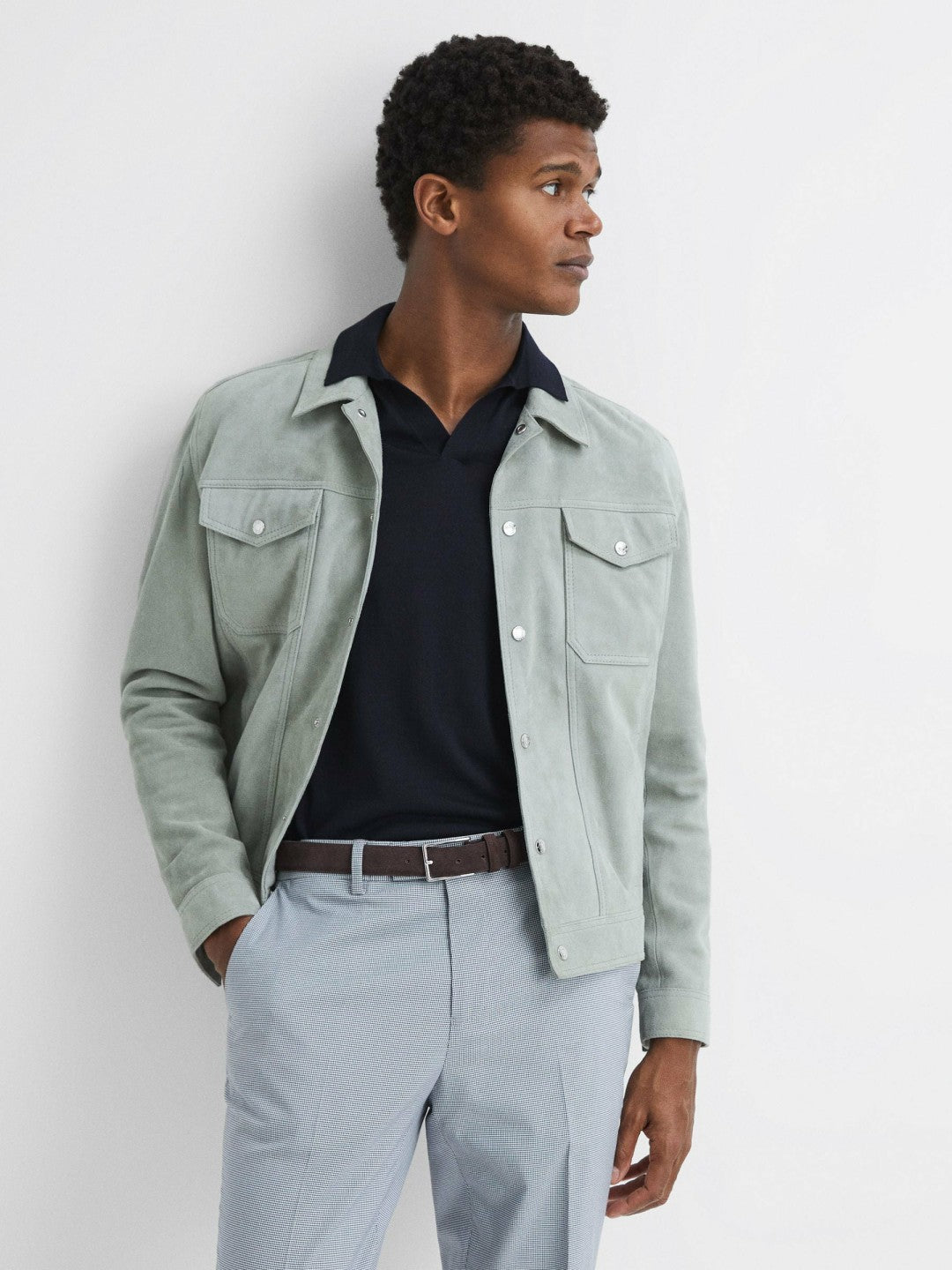 Reiss Popular Choice - Suede Belt in Chocolate