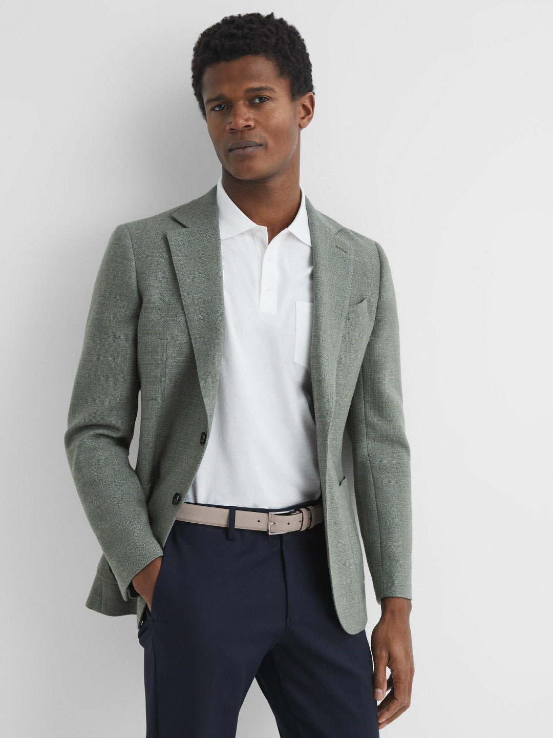 Reiss Popular Choice - Suede Belt in Stone