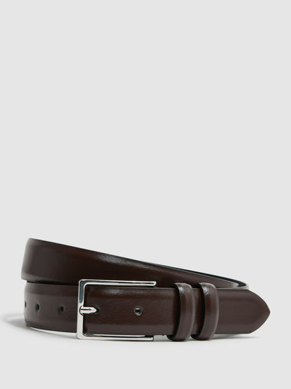 Reiss Savings - Smooth Leather Belt in Chocolate