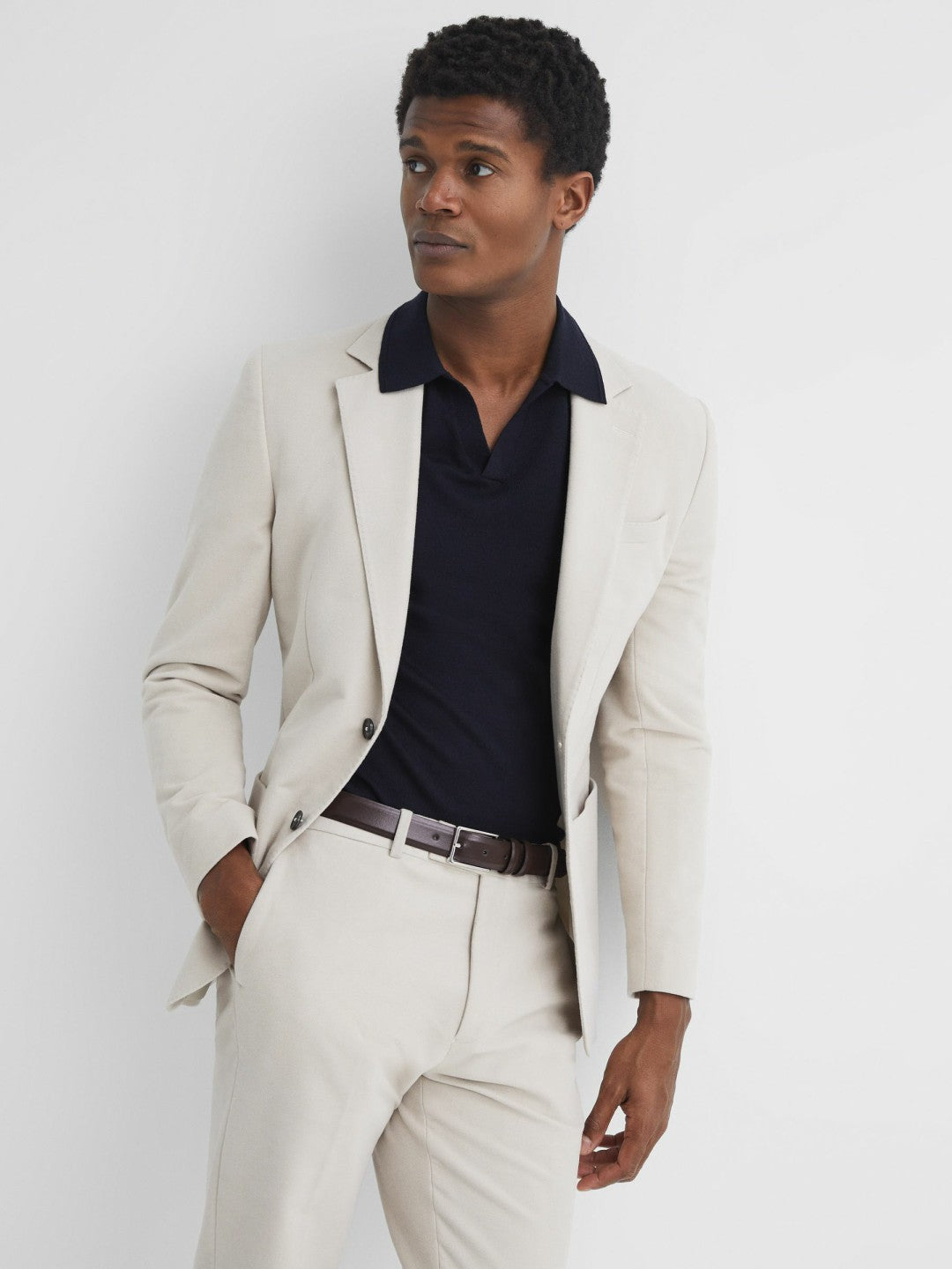 Reiss Savings - Smooth Leather Belt in Chocolate